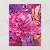 Viva Magenta Floral bruiloft gastgegevens Informatiekaartje (Achterkant)