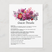 Viva Magenta Floral bruiloft gastgegevens Informatiekaartje (Voorkant)