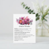 Viva Magenta Floral bruiloft gastgegevens Informatiekaartje (Staand voorkant)