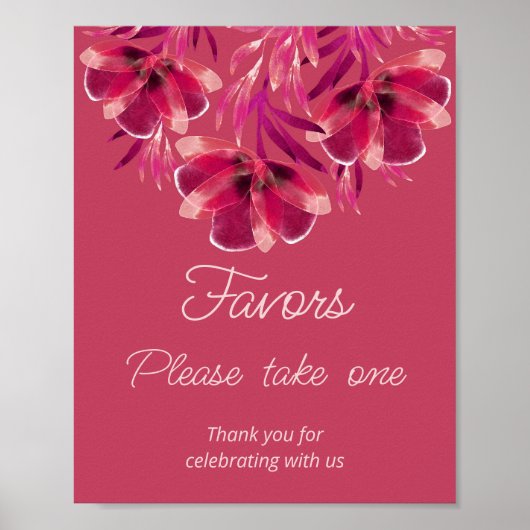 Viva Magenta, Floral, Favors, neem er een Poster (Voorkant)