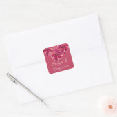 Viva Magenta Floral Vierkante Sticker (Envelop)