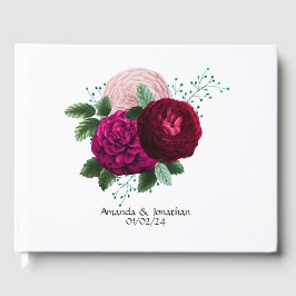 Viva Magenta Floral Wedding Gastenboek