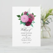 Viva Magenta Floral Wedding Kaart (Staand voorkant)
