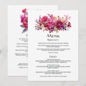 Viva Magenta Floral Wedding Menu (Voorkant / Achterkant)