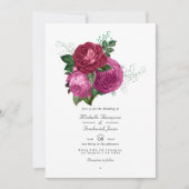 Viva Magenta Floral Wedding QR Code Rsvp Kaart (Voorkant)