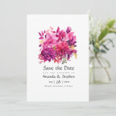 Viva Magenta Floral Wedding Save The Date (Staand voorkant)