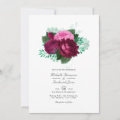 Viva Magenta Floral Wedding Uitnodiging (Voorkant)