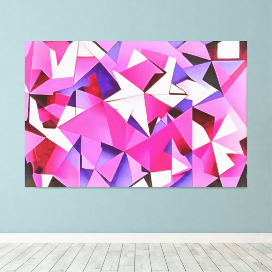 Viva Magenta Geometric Hydrangea Abstract Art Canvas Afdruk (Insitu (Houten vloer))