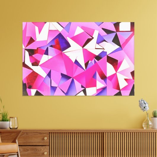 Viva Magenta Geometric Hydrangea Abstract Art Canvas Afdruk (Insitu (Woonkamer))