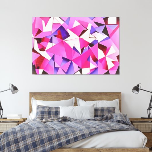 Viva Magenta Geometric Hydrangea Abstract Art Canvas Afdruk (Insitu (Slaapkamer))