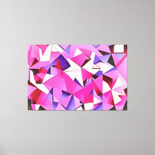 Viva Magenta Geometric Hydrangea Abstract Art Canvas Afdruk (Voorkant)