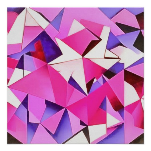 Viva Magenta Geometric Hydrangea Abstract Art Perfect Poster (Voorkant)