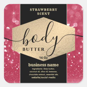 Viva magenta glans script body butter label