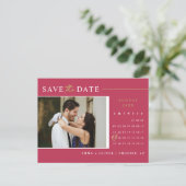 Viva Magenta Goud Save the Date Agenda QR-code Briefkaart (Staand voorkant)