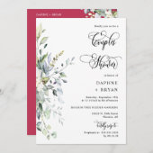 Viva Magenta Greenery Paren Douche QR Code Foto Kaart (Voorkant / Achterkant)