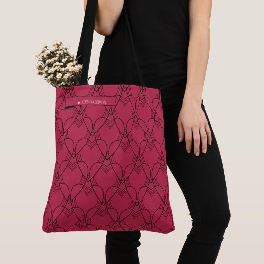 Viva Magenta Heart Pattern Coloring Go-Bag Tas (Dichtbij)