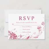 Viva magenta lijn art bloemen typografie floraal RSVP kaartje (Voorkant)