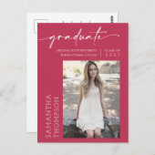 Viva Magenta Minimale Manuscript zij deed het Foto Briefkaart (Voorkant / Achterkant)