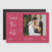 Viva Magenta minimalist Save the Date Photo Magnet Magnetische Uitnodiging (Voorkant / Achterkant)