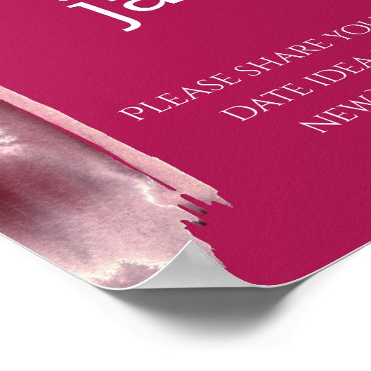 Viva Magenta, Minimalistische datum pot bruidsmeis Poster (Hoek)