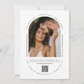 Viva Magenta Modern Arch QR Code Trouwfoto Kaart (Achterkant)