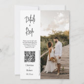 Viva Magenta Modern Boho Wedding Foto QR Code Kaart (Achterkant)