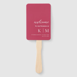 Viva Magenta-Modern- Monogram-Trouwprogramma- Handwaaier