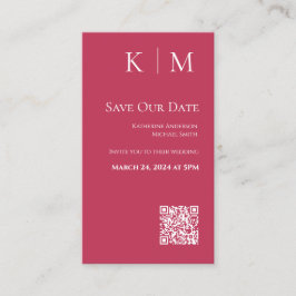 Viva Magenta-Modern-Save the Date-QR code- Visitekaartje