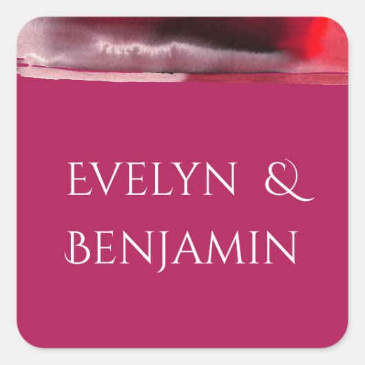 Viva Magenta Modern Vierkante Sticker (Voorkant)