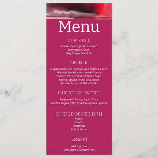 Viva Magenta Modern Wedding Menu (Voorkant)