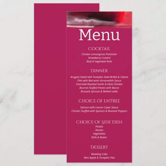 Viva Magenta Modern Wedding Menu (Voorkant / Achterkant)