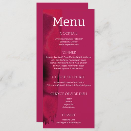Viva Magenta Modern Wedding Menu (Voorkant / Achterkant)