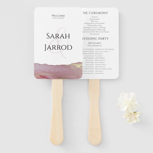 Viva Magenta Modern Wedding Program Set of Fans Handwaaier (Voorkant en achterkant)