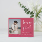 Viva Magenta Moderne Minimale Script Photo Elopeme Briefkaart (Staand voorkant)