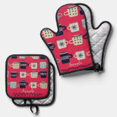 Viva Magenta Pattern Geweldige Vaderdag Ovenwant & Pannenlap Set (Voorkant / Achterkant)