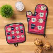 Viva Magenta Pattern Geweldige Vaderdag Ovenwant & Pannenlap Set (Top down)