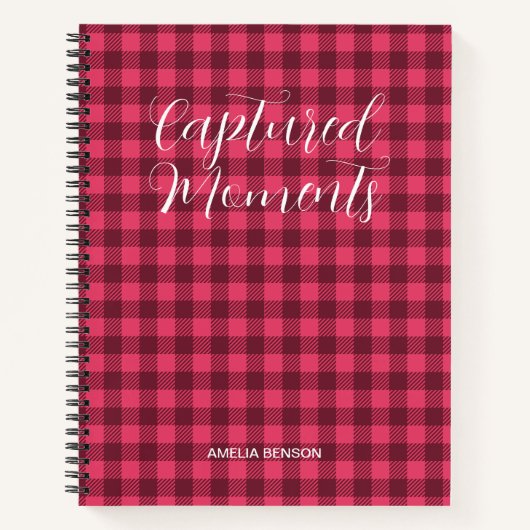 Viva Magenta Plaid, Tartan, Buffel controleert pat Notitieboek (Voorkant)
