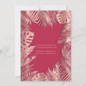 Viva magenta roos gouden tropische bladeren romant kaart (Achterkant)