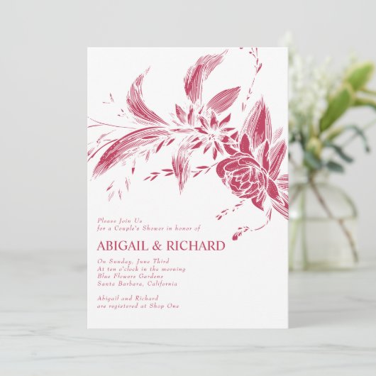 Viva magenta roze bloemen bruiloft koppels douche kaart (Staand voorkant)
