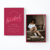 Viva Magenta Roze Bold Script Photo Vrijgezellenfe Kaart