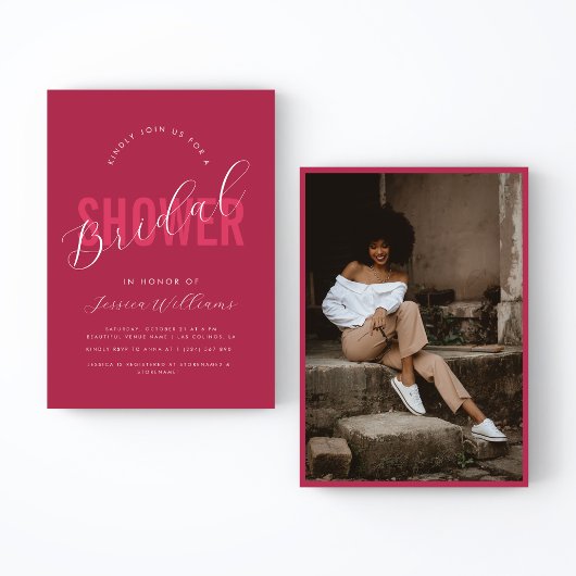 Viva Magenta Roze Bold Script Photo Vrijgezellenfe Kaart