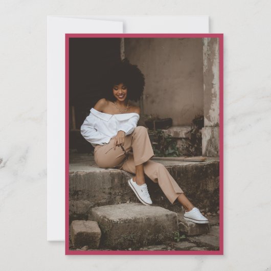 Viva Magenta Roze Bold Script Photo Vrijgezellenfe Kaart (Achterkant)