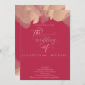 Viva magenta roze goud waterverf kalligrafie  kaart (Voorkant / Achterkant)