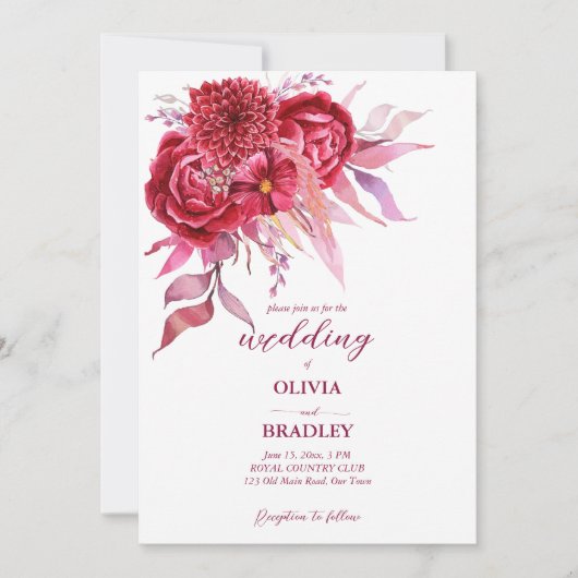 Viva magenta rozen en bloemen kaart (Voorkant)