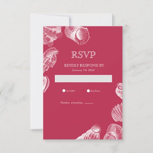 Viva Magenta Schelp Zomerstrand RSVP-kaart RSVP Kaartje (Voorkant)