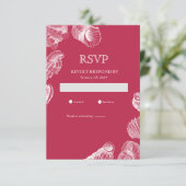 Viva Magenta Schelp Zomerstrand RSVP-kaart RSVP Kaartje (Staand voorkant)
