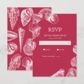 Viva Magenta Schelp Zomerstrand RSVP-kaart RSVP Kaartje (Voorkant / Achterkant)