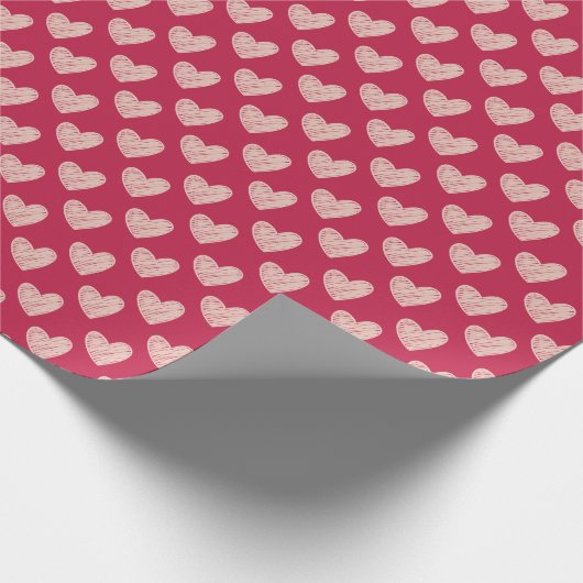 Viva Magenta Scribble Valentijnsdag Hearts Cadeaupapier (Hoek)