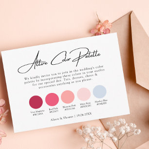 Viva Magenta Spring Wedding Color Attire Palette E Informatiekaartje