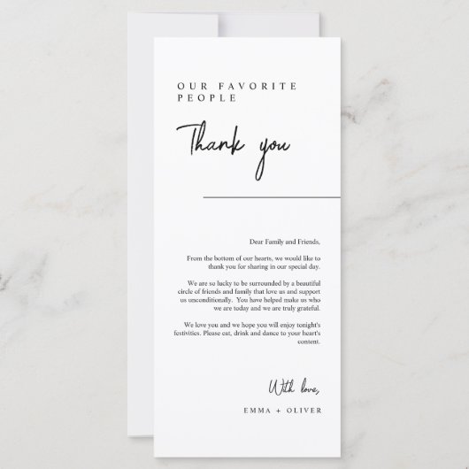 Viva Magenta Tafel Escort Thank You Plaatje Menu (Achterkant)